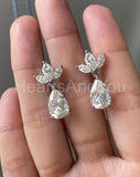 2ct Pear Cut Simulated Diamond Teardrop Dangle Earrings 14k White Gold Plated