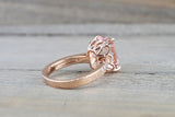 1.2ct Emerald Cut Peach Morganite Solitaire Engagement Ring 14k Rose Gold Finish