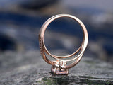 1.6ct Oval Cut Peach Morganite Engagement Ring 14k Rose Gold Finish Swirl Split