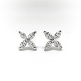 0.5ct Marquise Cut Diamond Floral Butterfly Stud Earrings 14k White Gold Finish