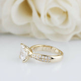 2.5ct Princess Diamond Engagement Ring Two Row Round Accent 14k Yellow Gold Over