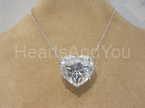 1ct Heart Cut Simulated Diamond Solitaire Pendant Chain 14k White Gold Plated