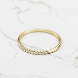 Thin Minimalist Wedding Band 0.4ct Round Cut VVS1 Diamond 14k Yellow Gold Finish