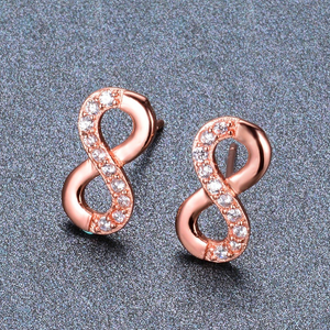 1.2ct Round Cut VVS1D Diamond 8 Shape Design Stud Earrings 14k Rose Gold Finish