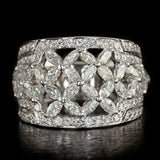 6Ct Marquise Cut Diamond Wide Cocktail Wedding Ring Band 18K White Gold Finish