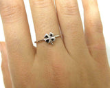 0.1ct Engagement Ring Round Cut Diamond Flower Minimalist 14k White Gold Finish