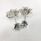 2ct Round Cut Moissanite Flower Cluster Stud Earrings 14k White Gold Plated