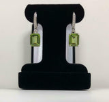 2.5ct Dangle Earrings Emerald Cut Green Peridot LeverBack 14k White Gold Finish