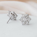 2.5ct Round Cut Moissanite Floral Push Back Stud Earrings 14k White Gold Plated