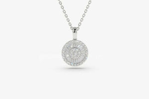 1.5ct Diamond Pendant with Chain Round Cut Disc Channel Set 14k White Gold Over