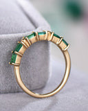 2Ct Baguette Cut Green Emerald Minimalist Wedding Band Ring 14K Yellow Gold Over