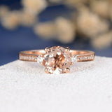 1ct Round Cut Peach Morganite Engagement Ring 14k RoseGold Over Accent Solitaire