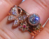 Butterfly Design Engagement Ring 1.2ct Round Cut Diamond 14k Rose Gold Finish