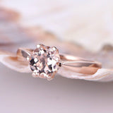 0.5ct Round Cut Peach Morganite Solitaire Engagement Ring 14k Rose Gold Finish