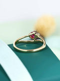 1.2ct Heart Pink Ruby Diamond Engagement Ring 14k Yellow Gold Finish Split Shank