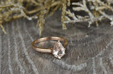 0.8ct Pear Cut Peach Morganite Engagement Ring 14k Rose Gold Finish Solitaire