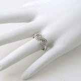 0.28ct Round Cut Diamond Engagement Ring Infinity Design 14k White Gold Finish