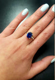 2ct Engagement Ring Oval Cut Blue Sapphire Solitaire Women 14k White Gold Finish