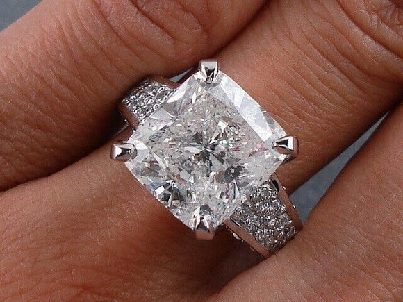 2.5ct Cushion Cut Diamond Accents Solitaire Engagement Ring 14k White Gold Over