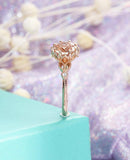 1ct Round Cut Peach Morganite Engagement Ring 14k Rose Gold Finish Milgrain