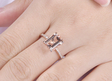 1.2ct Emerald Cut Peach Morganite Diamond Round Accents Ring 14k Rose Gold Over