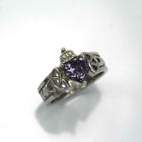 1ct Heart Cut Purple Amethyst Engagement Ring Celtic Trinity 14k White Gold Over