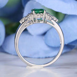 2.2ct Cushion Cut Green Emerald Diamond Halo Solitaire Ring 14k WhiteGold Finish