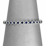 2Ct Round Cut Blue Sapphire Eternity Vintage Wedding Band 14K White Gold Finish