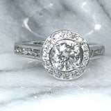 1.4ct Round Diamond Engagement Ring Classic Halo Solitaire 14k White Gold Finish