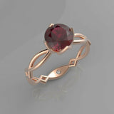 1ct Round Pink Ruby Split Shank Open Floral Solitaire Ring 14k Rose Gold Finish