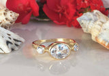 1.3ct Engagement Ring Oval Cut Diamond Trilogy Design 14k Yellow Gold Finish