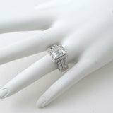 2.1ct Emerald Cut Diamond Engagement Ring Halo Split Shank 14k White Gold Finish