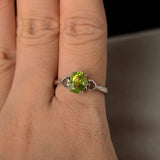 1ct Oval Cut Green Peridot Promise Solitaire Engagement Ring 14k White Gold Over