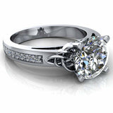 2.5ct Round Diamond Celtic Trinity Solitaire with Accent Ring 14k WhiteGold Over