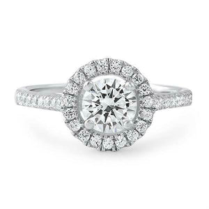 1.2ct Round Cut VVS1D Diamond Engagement Ring Classic Halo 14k White Gold Finish