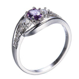 2.3ct Oval Cut Purple Amethyst Engagement Ring 14k White Gold Finish Solitaire