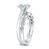 1.5Ct Round Cut Diamond Petite Bridal Set Engagement Ring 14K White Gold Finish