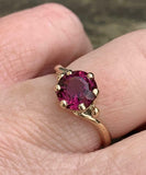 2ct Engagement Ring Round Cut Pink Ruby Swirl Solitaire 14k Yellow Gold Finish