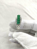 3ct Engagement Ring Oval Cut Green Emerald Filigree Cocktail 14k White Gold Over