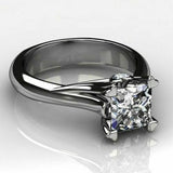 1Ct Princess Cut Diamond Heart Shape Prong Engagement Ring 14K White Gold Finish