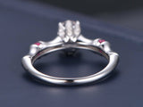 1ct Oval Cut Peach Morganite Bamboo Design Engagement Ring 14k White Gold Finish