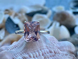 2.5ct Engagement Ring Radiant Cut Pink Sapphire Solitaire 14k White Gold Finish