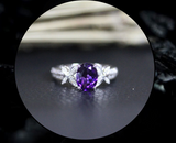 2ct Oval Cut Purple Amethyst Engagement Ring 14k White Gold Finish Floral Design