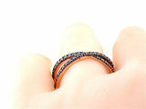 2Ct Round Cut Black Diamond X Shaped Split Shank Wedding Ring 14K Rose Gold Over