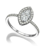 2ct Marquise Cut VVS1 Diamond Accents Halo Engagement Ring 14k White Gold Finish