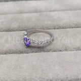 1ct Heart Cut Simulated Amethyst Infinity Engagement Ring 14k White Gold Plated