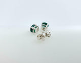 0.5ct Stud Earrings Round Cut Green Emerald Solitaire Design 14k White Gold Over