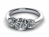 1.5ct Round Cut Diamond Three Stone Style Engagement Ring 14k White Gold Finish