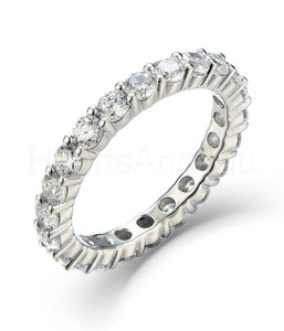 1.5ct Round Cut Moissanite Full Eternity Wedding Band 14k White Gold Plated