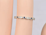 1ct Round Cut Blue Sapphire Half Eternity Stackable Band 14k White Gold Finish